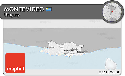 Gray Panoramic Map of MONTEVIDEO, single color outside