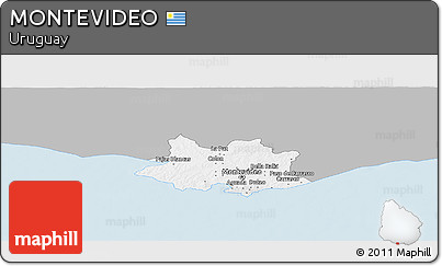 Gray Panoramic Map of MONTEVIDEO, single color outside