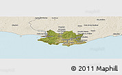 Satellite Panoramic Map of MONTEVIDEO, shaded relief outside