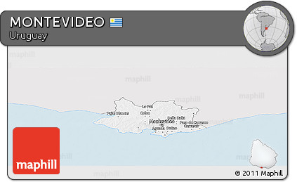 Silver Style Panoramic Map of MONTEVIDEO, single color outside