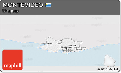 Silver Style Panoramic Map of MONTEVIDEO, single color outside