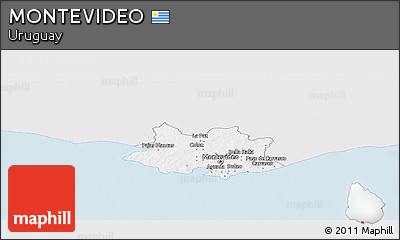 Silver Style Panoramic Map of MONTEVIDEO, single color outside