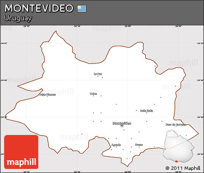 Classic Style Simple Map of MONTEVIDEO, cropped outside