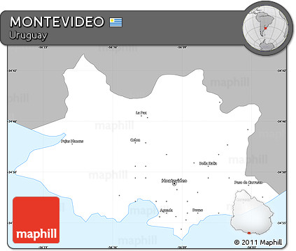Gray Simple Map of MONTEVIDEO, single color outside