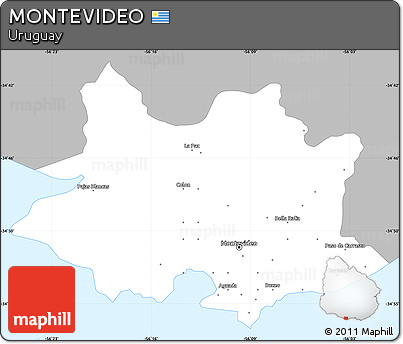 Gray Simple Map of MONTEVIDEO, single color outside