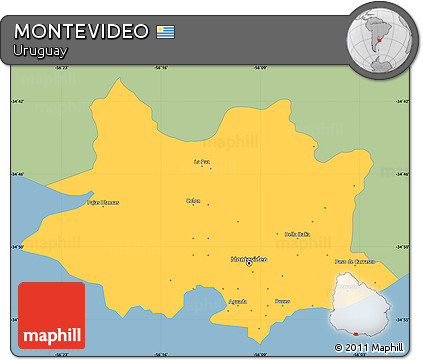 Savanna Style Simple Map of MONTEVIDEO, single color outside