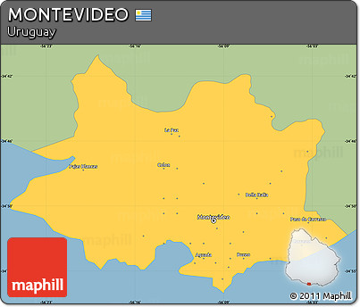 Savanna Style Simple Map of MONTEVIDEO, single color outside