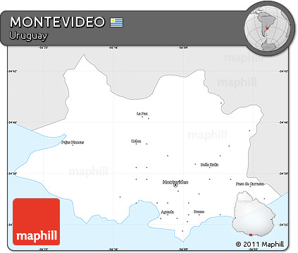 Silver Style Simple Map of MONTEVIDEO, single color outside