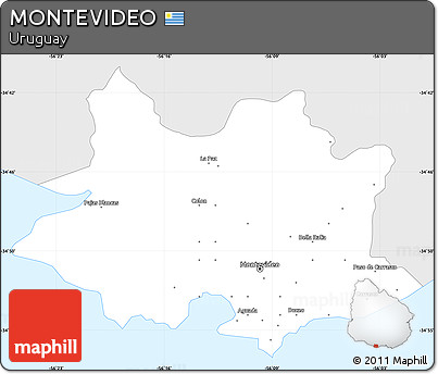 Silver Style Simple Map of MONTEVIDEO, single color outside