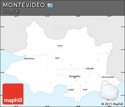 Silver Style Simple Map of MONTEVIDEO, single color outside