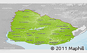 Physical Panoramic Map of Uruguay, lighten, desaturated, land only