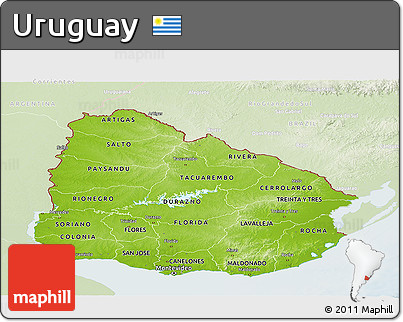 Physical Panoramic Map of Uruguay, lighten