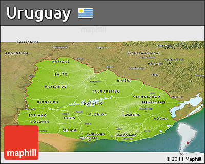 Physical Panoramic Map of Uruguay, satellite outside