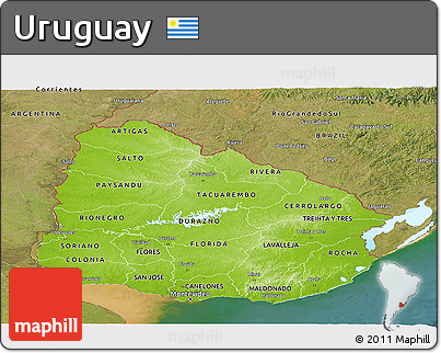 Physical Panoramic Map of Uruguay, satellite outside