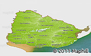 Physical Panoramic Map of Uruguay, single color outside, satellite sea