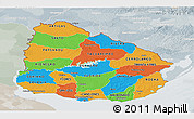 Political Panoramic Map of Uruguay, lighten, semi-desaturated