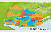 Political Panoramic Map of Uruguay, physical outside