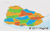 Political Panoramic Map of Uruguay, single color outside