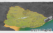 Satellite Panoramic Map of Uruguay, darken, desaturated, land only
