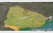 Satellite Panoramic Map of Uruguay, darken, semi-desaturated, land only