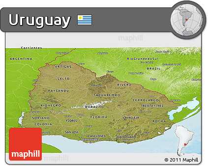 Satellite Panoramic Map of Uruguay, physical outside