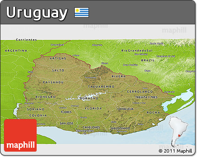 Satellite Panoramic Map of Uruguay, physical outside