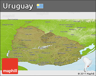 Satellite Panoramic Map of Uruguay, physical outside