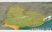 Satellite Panoramic Map of Uruguay, semi-desaturated, land only