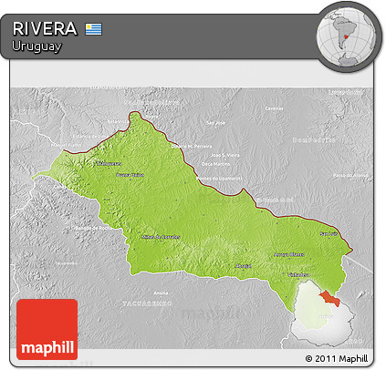 Physical 3D Map of RIVERA, lighten, desaturated