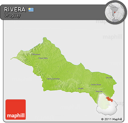 Physical 3D Map of RIVERA, single color outside