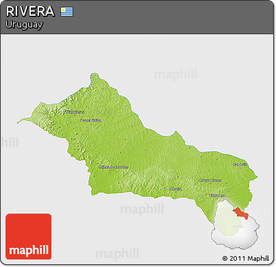 Physical 3D Map of RIVERA, single color outside