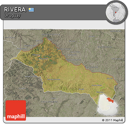 Satellite 3D Map of RIVERA, semi-desaturated