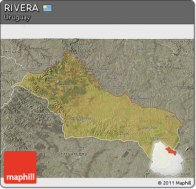 Satellite 3D Map of RIVERA, semi-desaturated