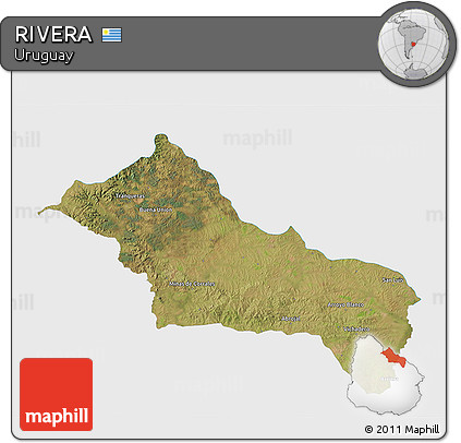 Satellite 3D Map of RIVERA, single color outside