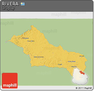 Savanna Style 3D Map of RIVERA, single color outside