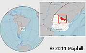 Gray Location Map of RIVERA, highlighted country, hill shading