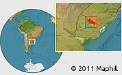 Satellite Location Map of RIVERA, within the entire country