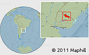 Savanna Style Location Map of RIVERA, within the entire country, hill shading