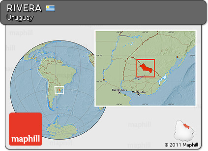 Savanna Style Location Map of RIVERA, hill shading