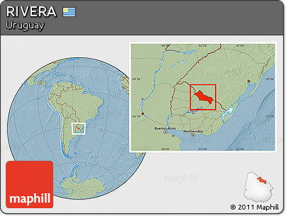 Savanna Style Location Map of RIVERA, hill shading