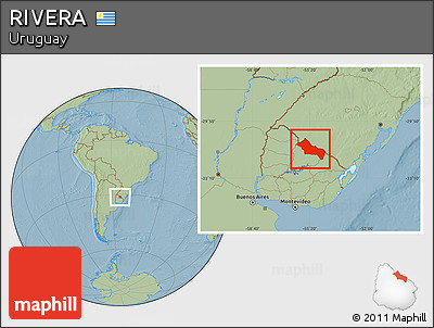 Savanna Style Location Map of RIVERA, hill shading