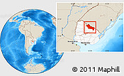 Shaded Relief Location Map of RIVERA, highlighted country