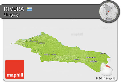 Physical Panoramic Map of RIVERA, single color outside