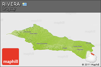Physical Panoramic Map of RIVERA, single color outside
