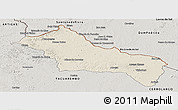 Shaded Relief Panoramic Map of RIVERA, semi-desaturated