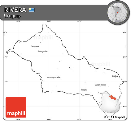 Blank Simple Map of RIVERA, cropped outside