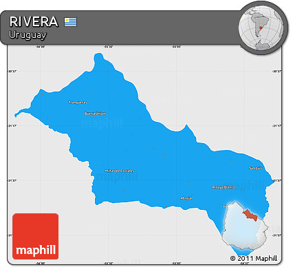 Political Simple Map of RIVERA, single color outside