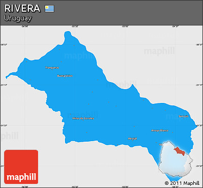 Political Simple Map of RIVERA, single color outside