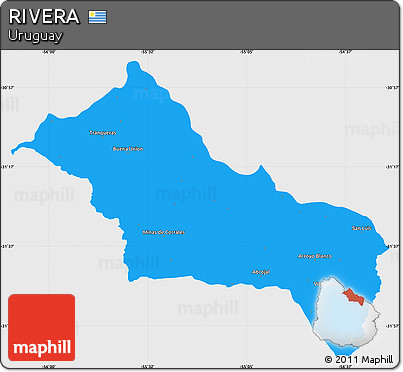 Political Simple Map of RIVERA, single color outside