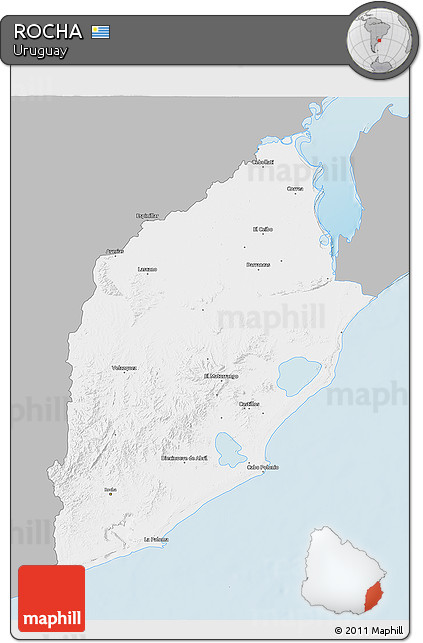 Gray 3D Map of ROCHA, single color outside
